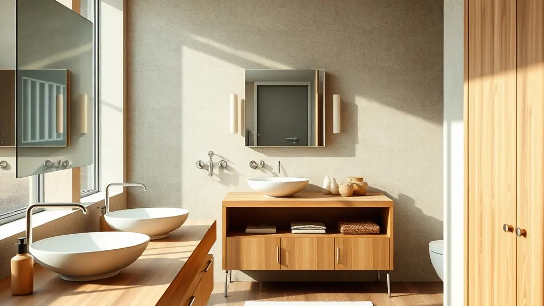 Salle de bain contemporaine avec évier en verre