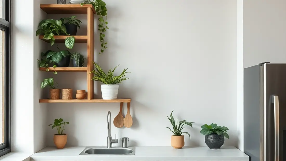 Décoration de cuisine avec éléments naturels.