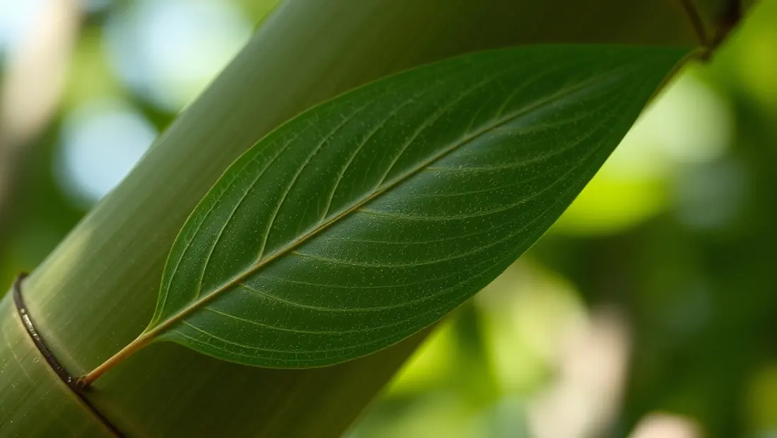 Feuille de bambou avec nervures et pointes fines