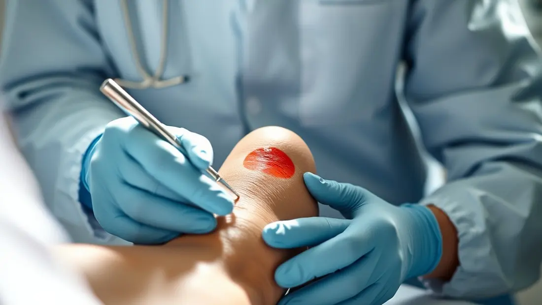 Examen médical d'une plaie infectée