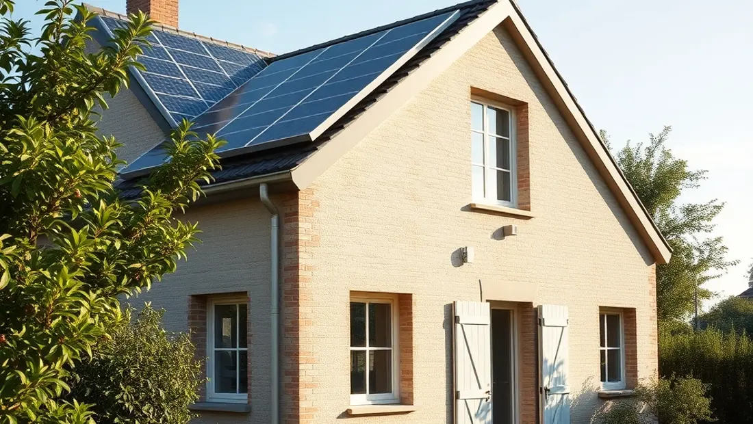 Maison solaire avec panneaux photovoltaïques