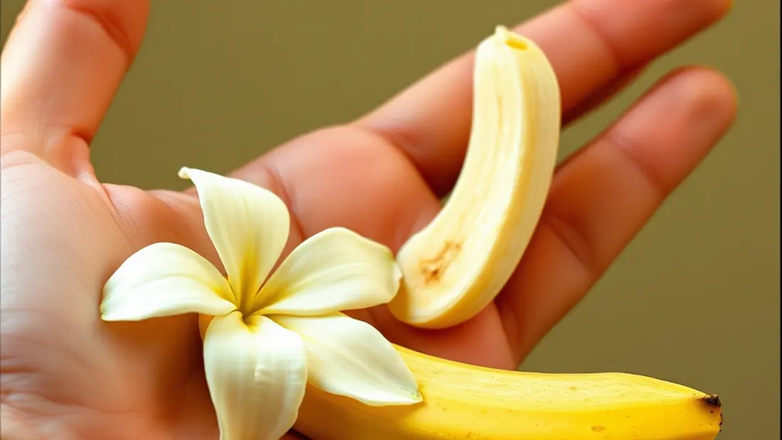 Une banane avec une fleur de bananier