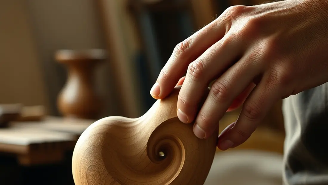 Main artisanale sculptant un objet en bois