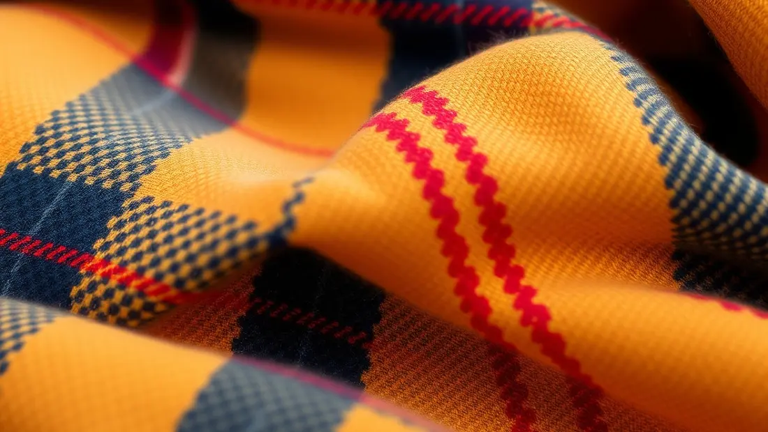 Un plaid coloré avec des motifs.