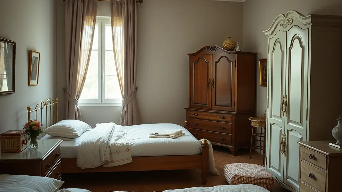 Chambre rénovée avec meubles déplacés
