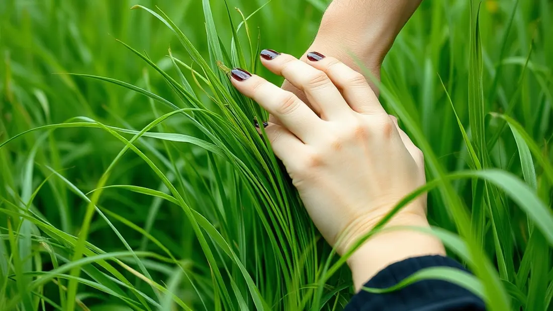 Personne coupant l'herbe à la main