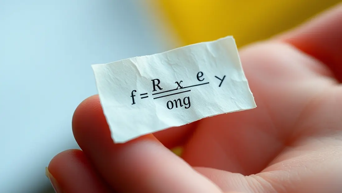 Main tenant un papier avec une équation mathématique