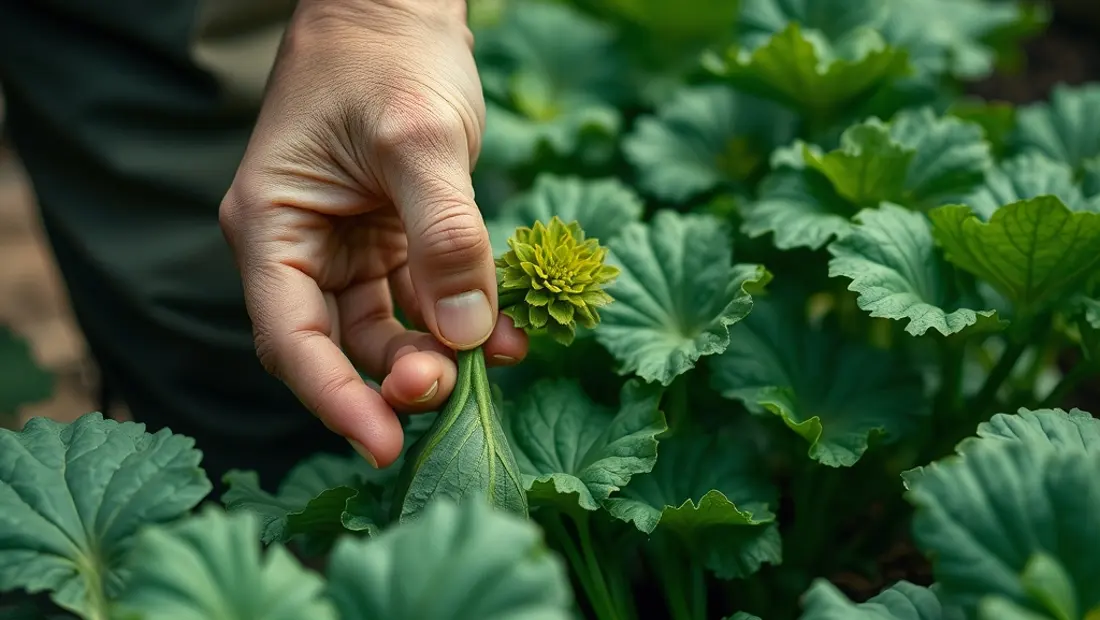 Détail de la main taillant les légumes.