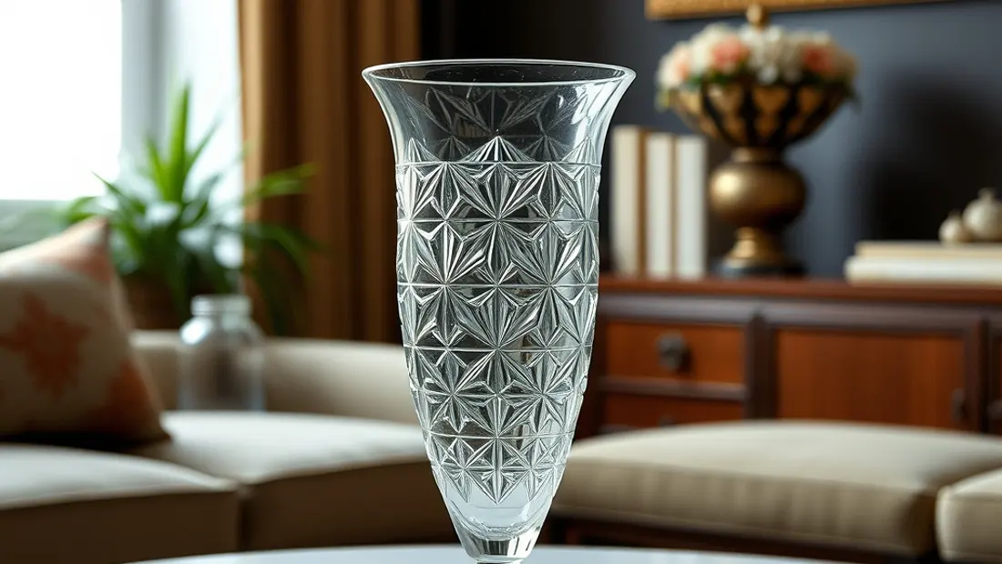 Vase en verre empire avec motifs géométriques.