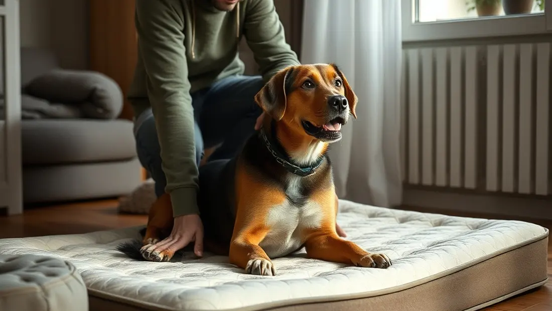 Installation d'un matelas pour chien