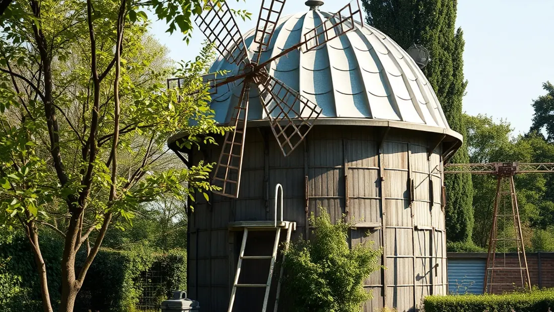 Éolienne verticale dans un jardin