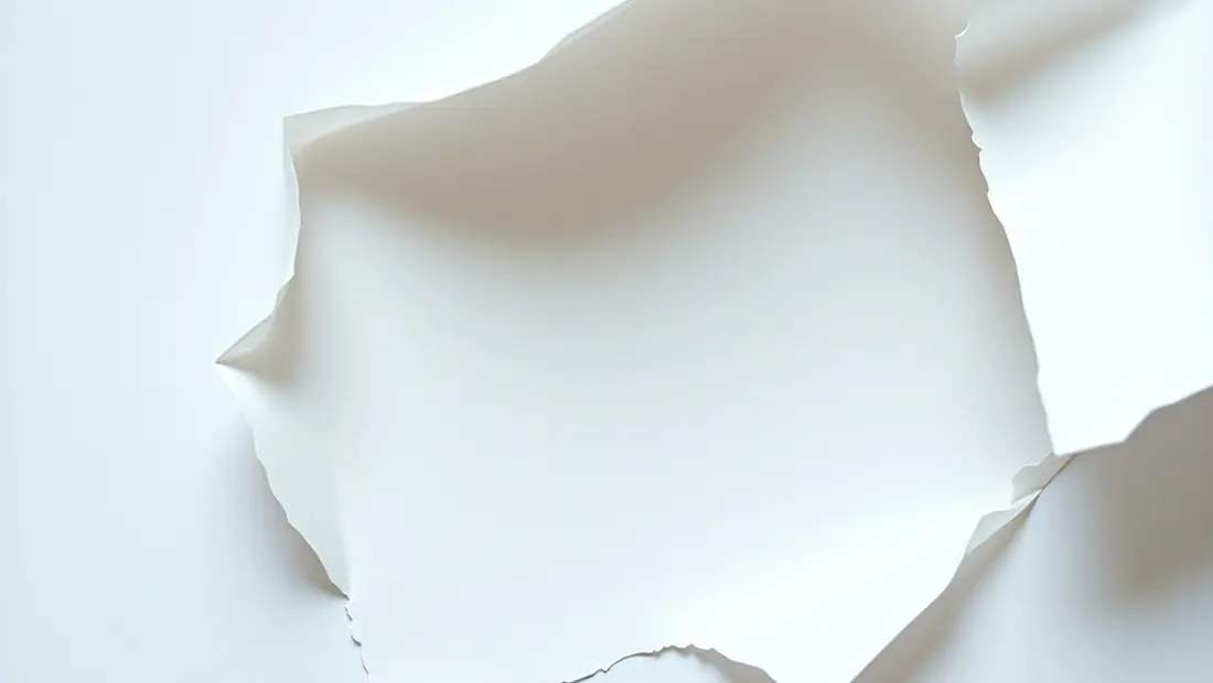 Papier peint coupé et plissé dans les coins.