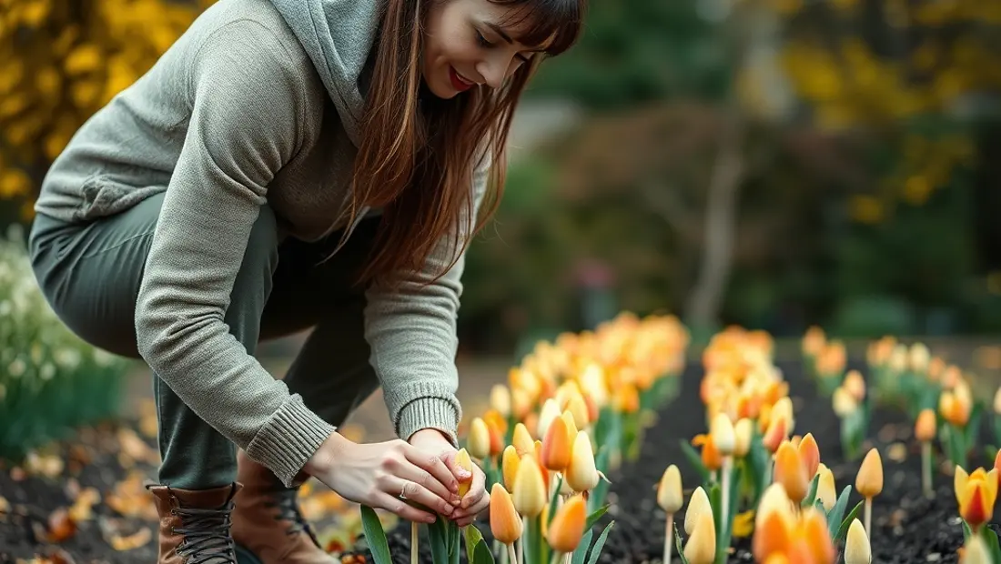 Personne plantant des bulbes d'automne