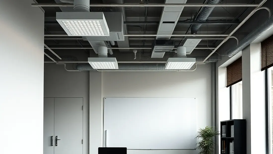 Installations électriques discrètes dans un bureau.