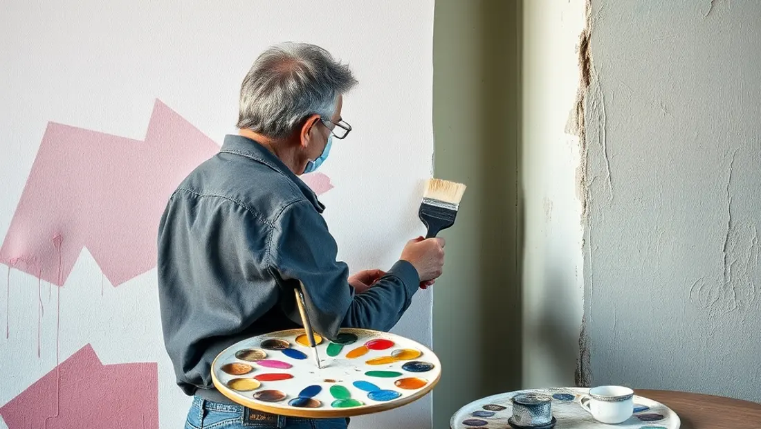 Artisan en train de peindre un mur