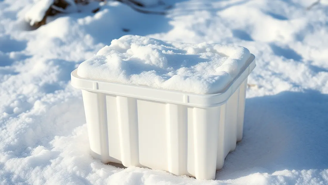Bâche en plastique recouverte de neige