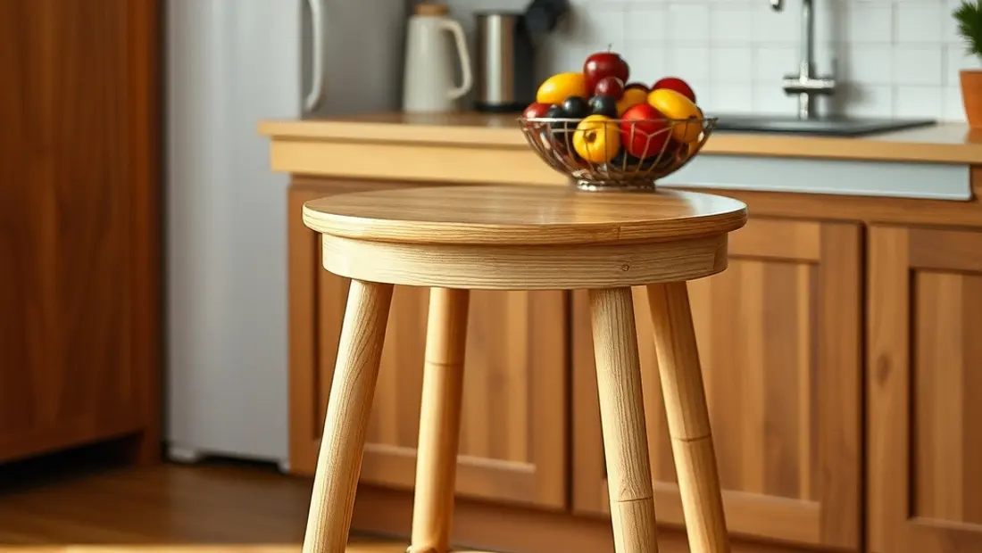 Tabouret en bois sur une table de cuisine