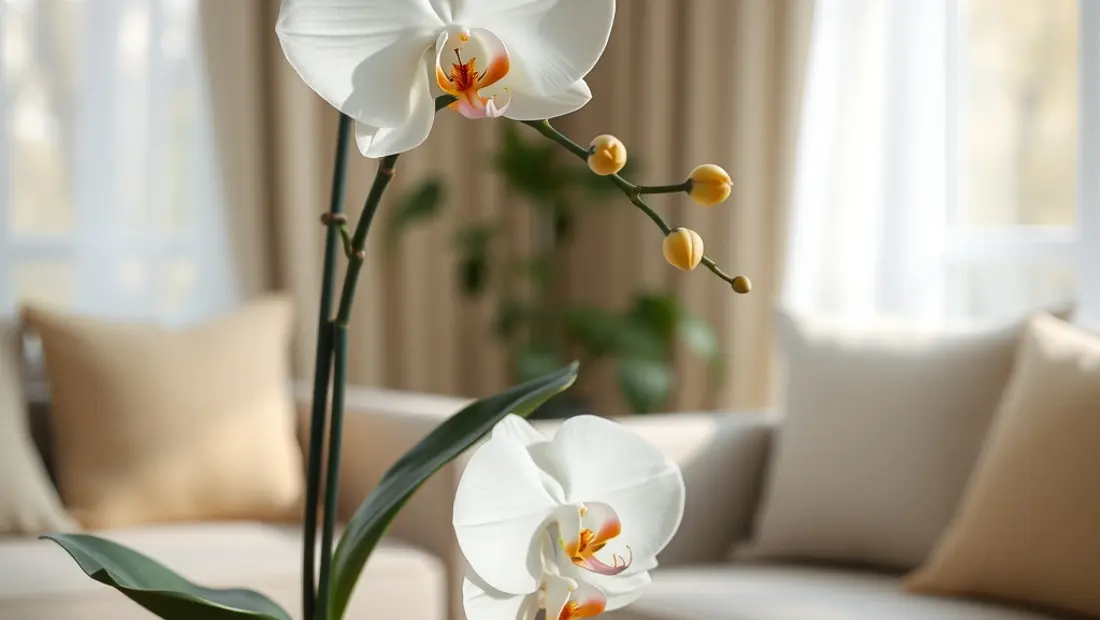 Orchidée blanche en fleur sur une table
