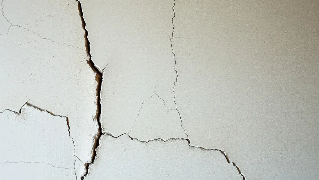 Fissures sur un mur en parpaing