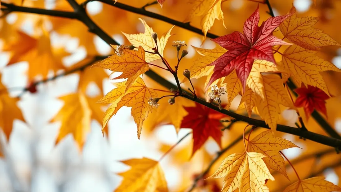 Un arbre en automne avec des graines et des fleurs.