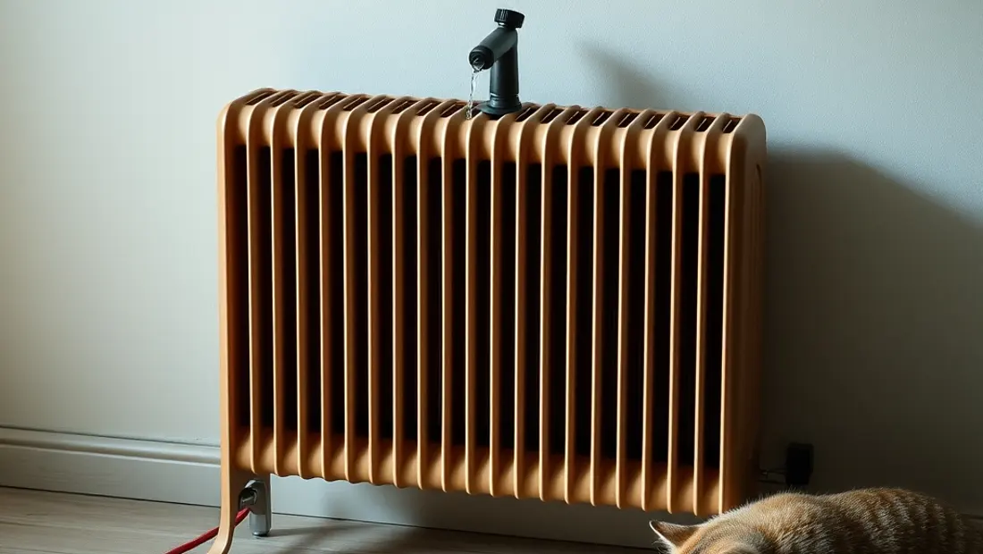 Radiateur en fonte avec sableur en arrière-plan