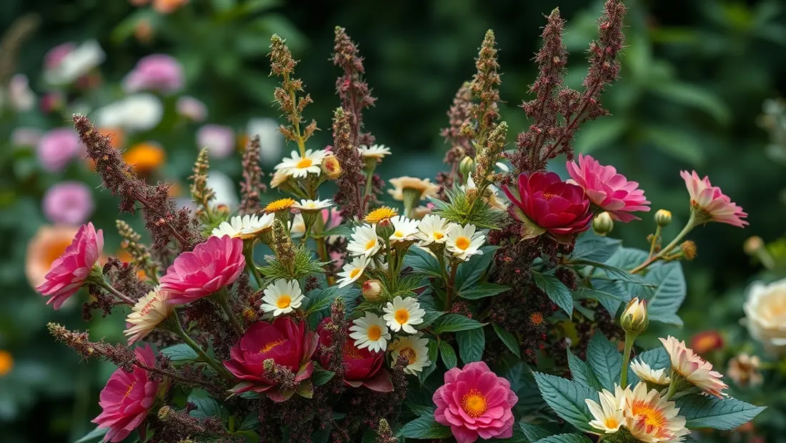 Bouquet d'arbustes dans un jardin.