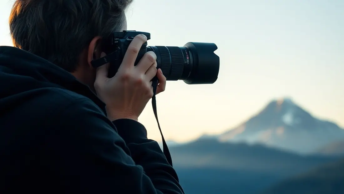 Personne photographiant un paysage.