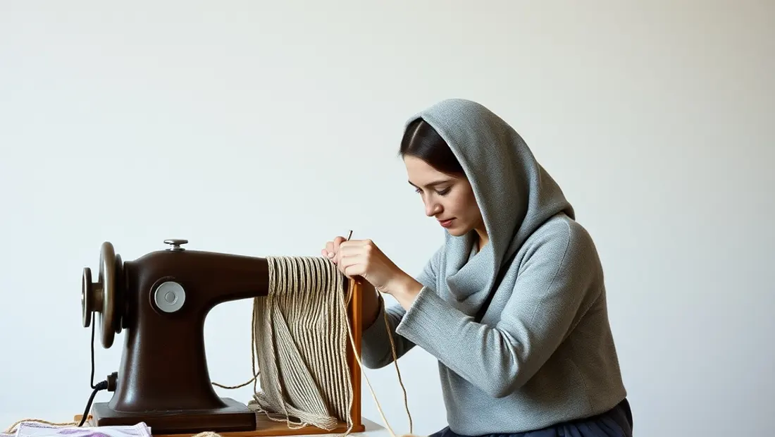 Une personne tricote avec une machine à trier
