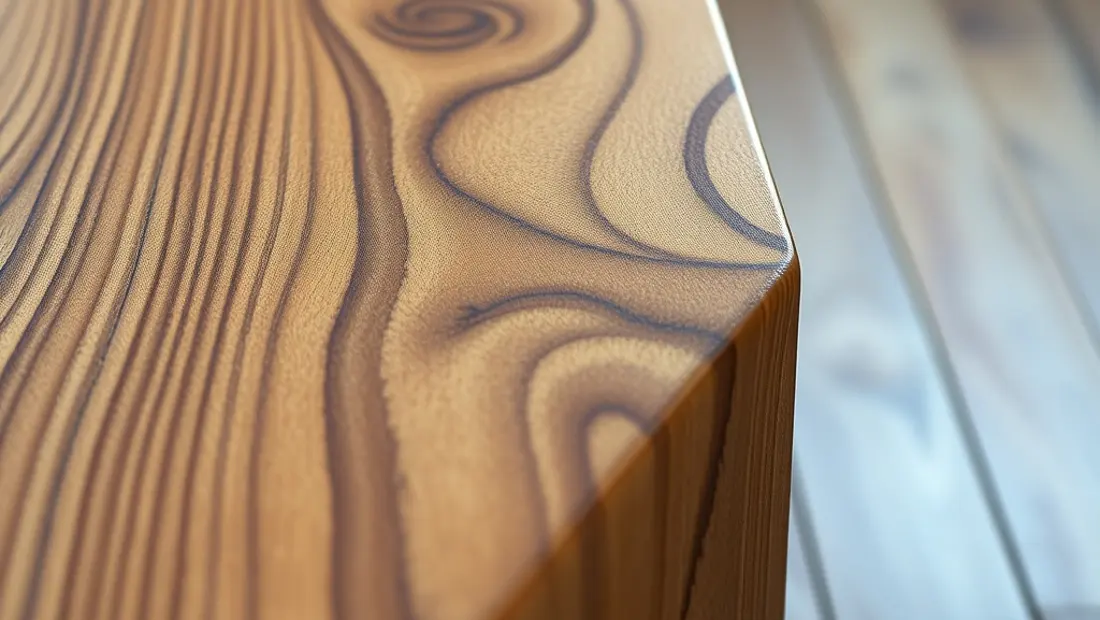 Détail de la surface de la table basse.