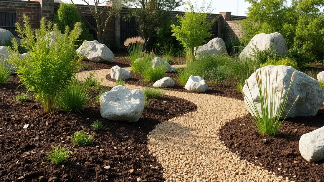 Jardin avec différents types de sols.