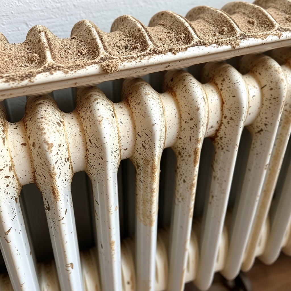 Traitement de la rouille sur un radiateur en fonte · nettoyage radiateur fonte ancien